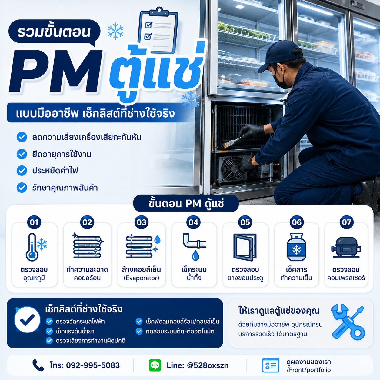 รวมขั้นตอน PM ตู้แช่แบบมืออาชีพ เช็กลิสต์ที่ช่างใช้จริง